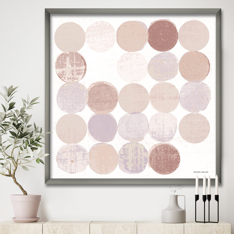« shade of rose geometric points i »-reproduction d’image sur toile, Cadre argenté, H 30 po x l 30 po x P 1 po