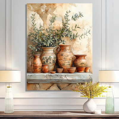 Poterie nature morte sur toile, peinture de poterie - Amphore grecque, art mural grec