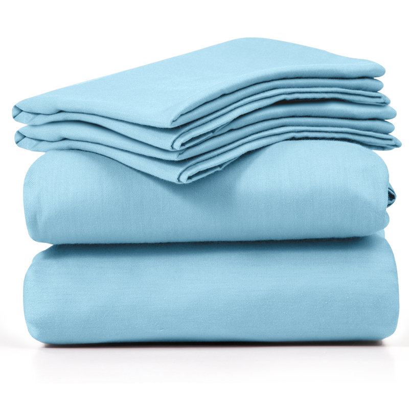 Luxury 4 Piece Solid Sheets Soft Rayon From Bamboo Blend Bedding Sheet Set, Blue, Full