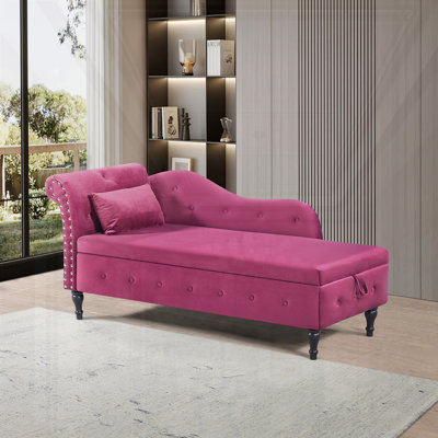 Chaise longue 60 po en velours à rangement multifonctionnel