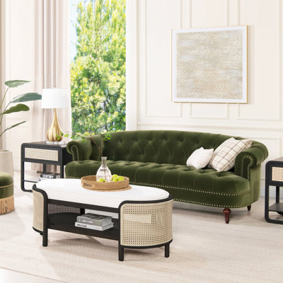Chesterfield en velours à accoudoirs arrondis Joannes