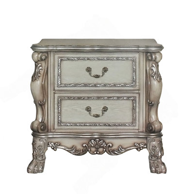 Traditional And Elegant Nightstand With Two Drawers, Vintage-Inspired Design For A Luxurious And Timeless Bedroom Ambiance