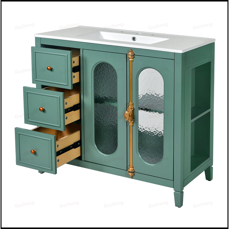 Meuble-lavabo à fermeture en douceur 36 po, Vert