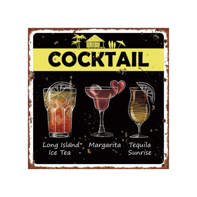 Décoration murale en métal rétro cocktail
