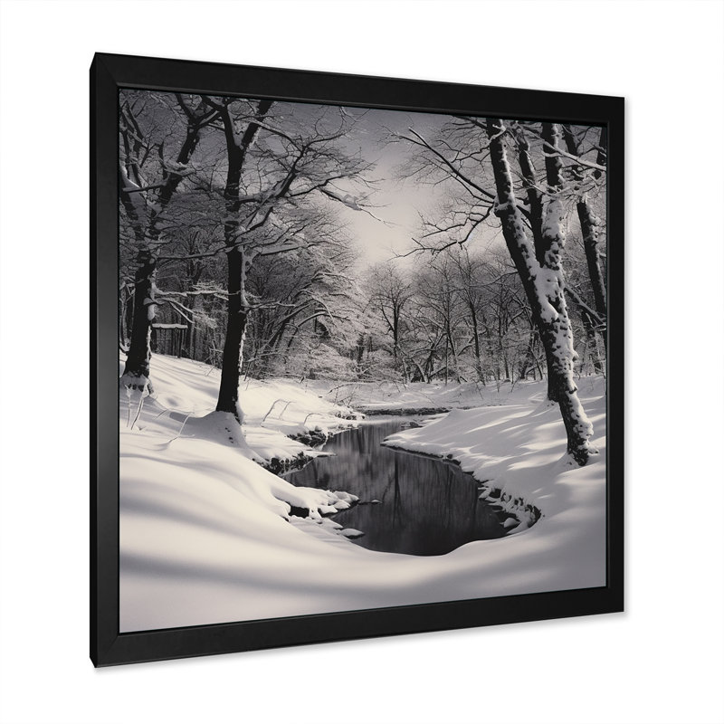Paysage d'hiver au pays des merveilles I, Cadre simple noir, H 30 po x l 30 po x P 1 po