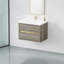 Meuble-lavabo de 30 po avec lavabo. Armoire flottante gris cendré en forme de U. Pré-assemblé pour une installation simple. Comptoir en résine de qualité en pierre. Fonctionnalité de tiroir à fermeture silencieuse. - Coquille en bois.