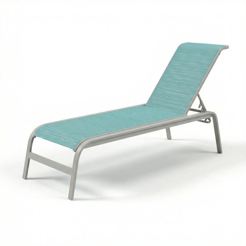 Chaise, Dupione Aquamarine Sling/Matte Gray