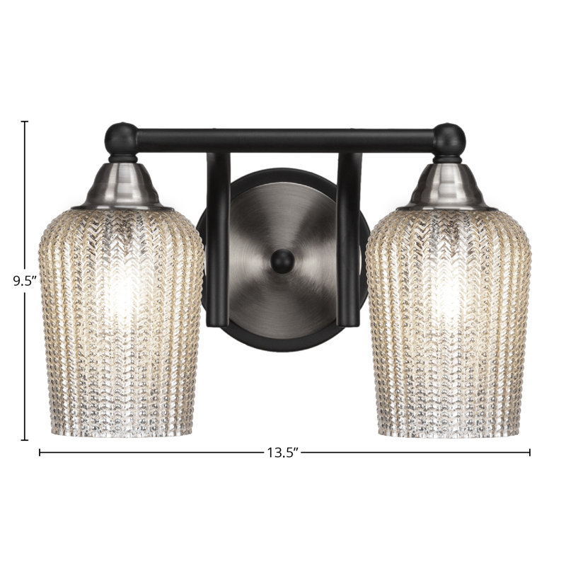 Michell 2-Light Bath Bar, Matte Black/Brushed Nickel, White