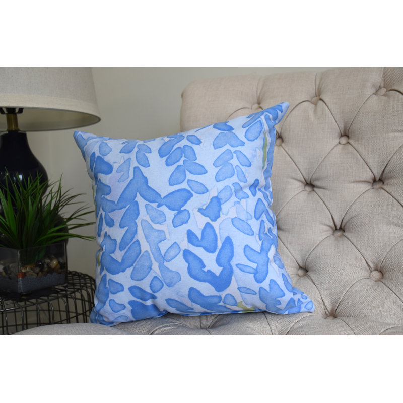 Housse et insert de coussin carré fleur, Bleu clair, 20 po x 20 po, Intérieur