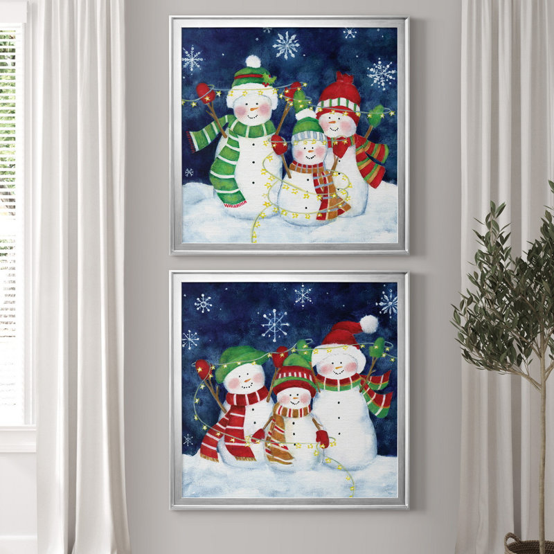 Festive Lights I - ensemble de 2 reproductions d'art encadrées, H 22,5 po x l 45 po x P 1,5 po, Toile avec cadre argenté