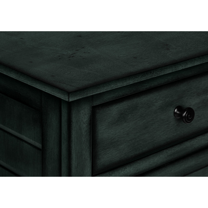 Table d'appoint de style transitionnel - bleu antique, plateau de table spacieux et placage de rangement bleu, pratique pour la chambre à coucher