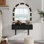 Floating Wall Mounted Makeup Vanity Desk With LED Mirror 3 Colour Lights, Compact Dressing Table With Power Outlet & USB Charging, Space Saving Large Storage Vanity For Bedroom Bathroom, Black