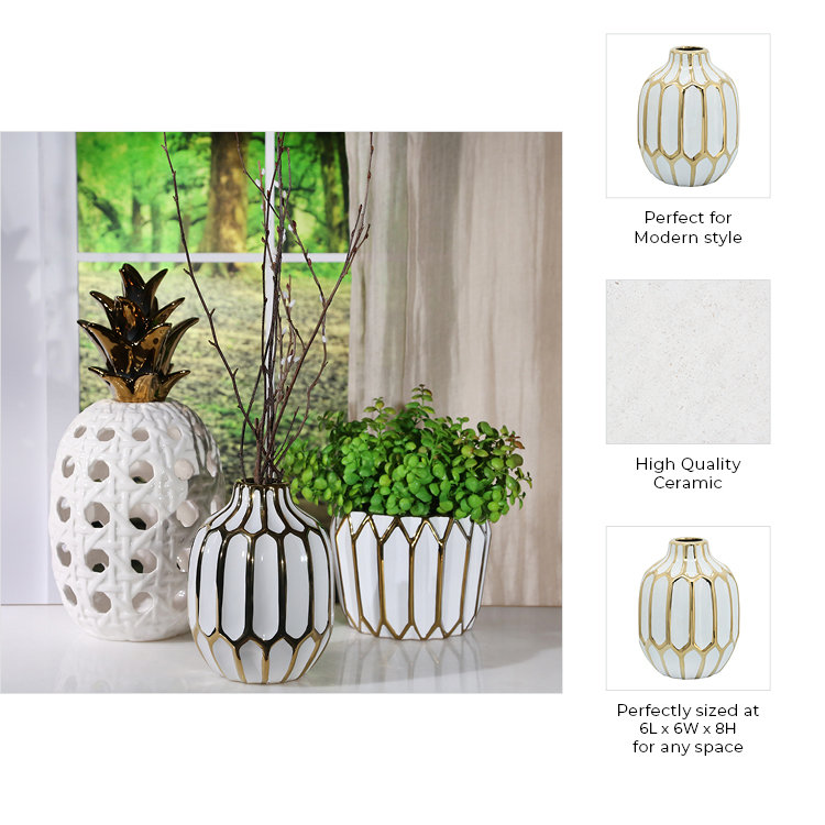 Stoneware Ceramic Vase Modern Decorative Accent with Sculptural Design