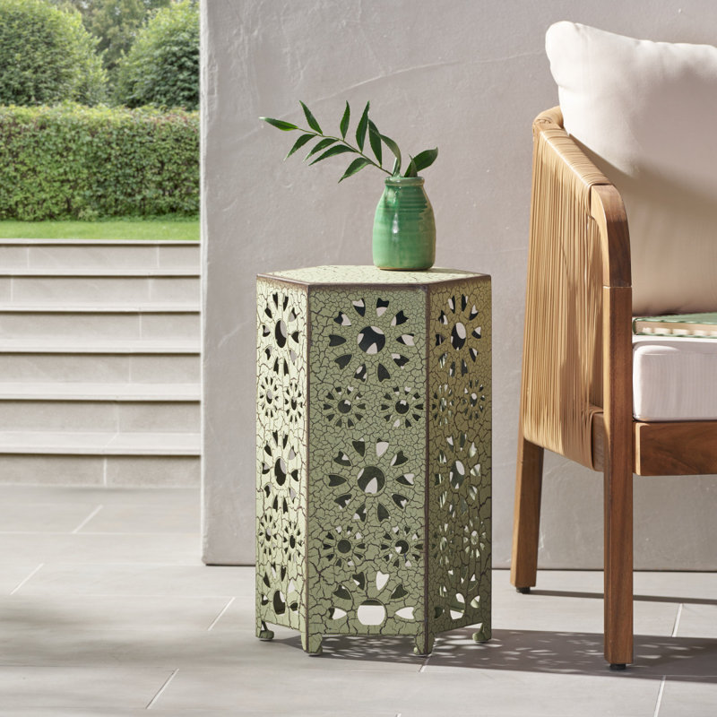Patio Table Outdoor Side Table, Teal, 22.12" H x 14.3" W x 14.3" D