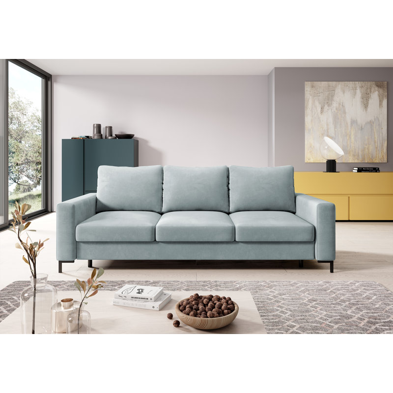 Aleg 3 Seater Velvet Sofa, Grey
