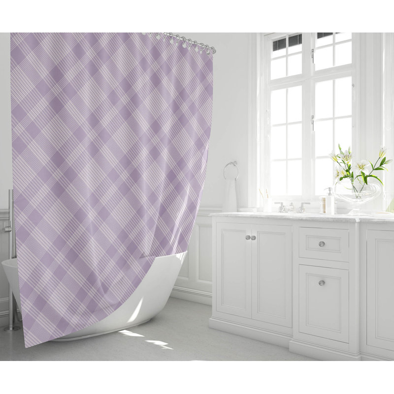 Lily Tartan Ultra-Thin Lightweight Shower Curtain, Purple