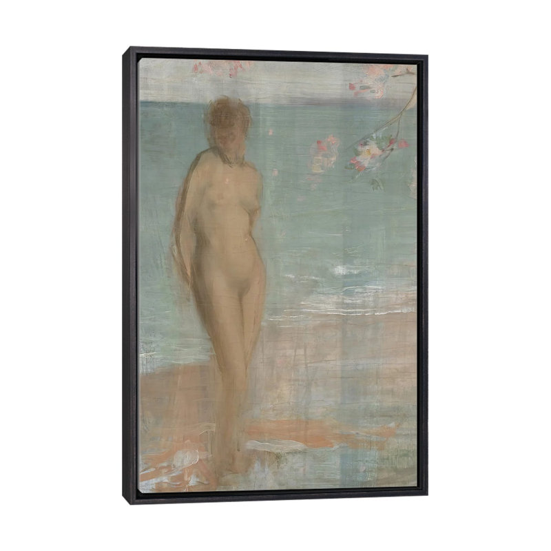 «Venus Rising From The Sea», reproduction d'art sur toile encadrée, 26 po x 18 po, Toile avec cadre, Noir patiné