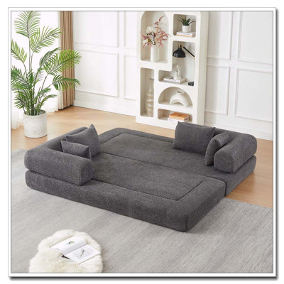 78.9-inch Convertible Sofa Bed with Modular Design and Chenille Fabric