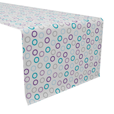 Fabric Textile Products, Inc. Table Runner, 100% Cotton, 16X90", Purple And Blue Outlined Dots