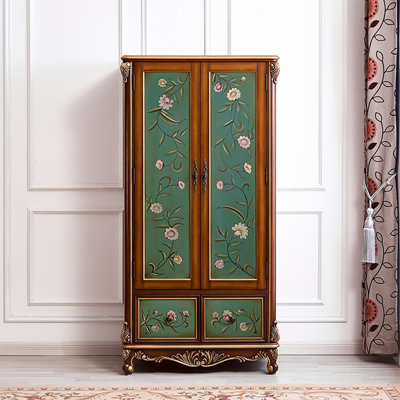 European-Style Retro Painted Solid Wood Wardrobe
