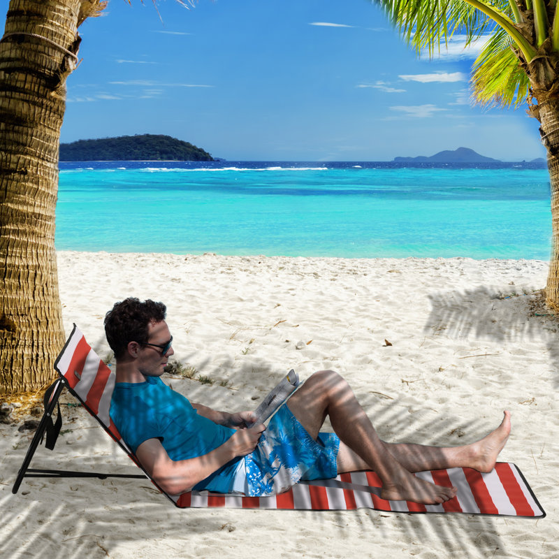 Set of 2 beach mat, foldable beach lounger, adjustable sun lounger steel Oxford