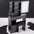 29.2" Small Size Left Drawer Desktop Vanity Table + Cushioned Stool, Large Sliding, Touch Control, Tri-Color Switching