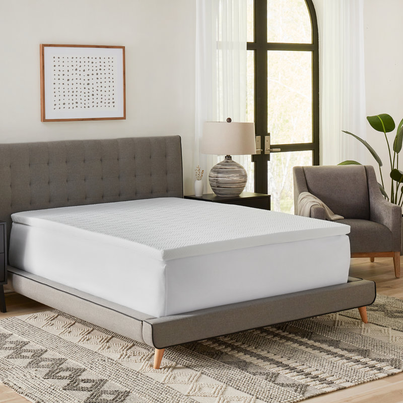 2" Gel Memory Foam Mattress Topper with Circular-Knit Cover, Queen