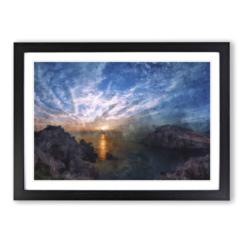 Beautiful Sunrise - Picture Frame Painting, 48cm H x 65cm W x 2cm D, Black Framed