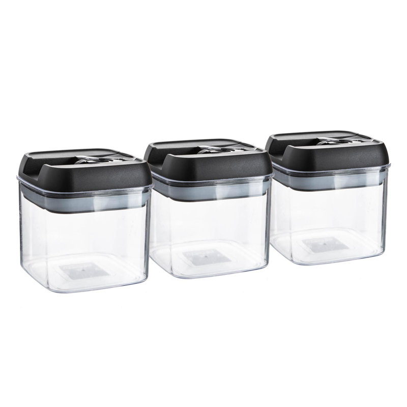 Argon Tableware - Food Storage Containers with Flip Lock Lid - Set of 6, 10.5cm H x 10cm W x 10cm D, Black