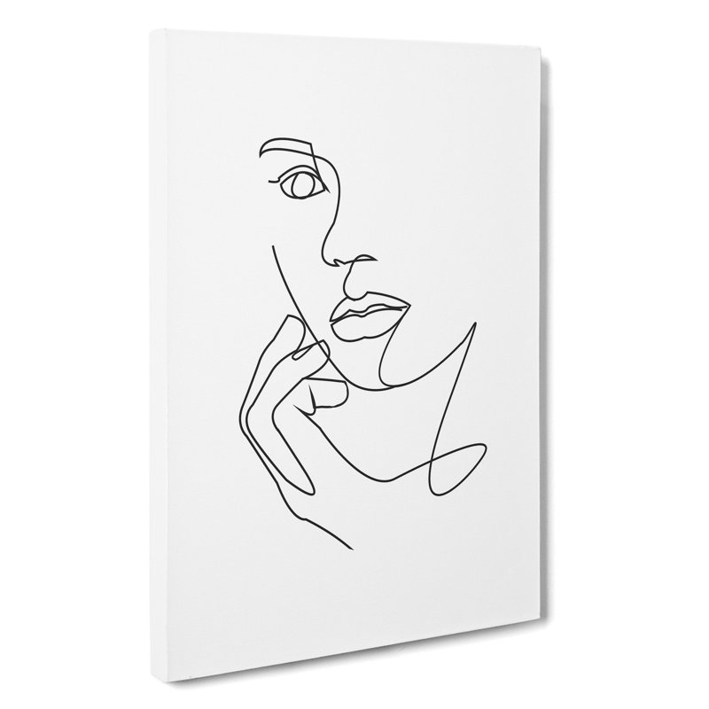 Line Female Face - Wrapped Canvas Print, 91cm H x 60cm W x 3cm D