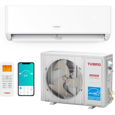 Mini onduleur divisé sans conduit 18 000 BTU avec pompe à chaleur TURBRO, 22 SEER2, 230 V, Energy Star, compatible WiFi, refroidit jusqu'à 1 000 pieds carrés, série Groenland