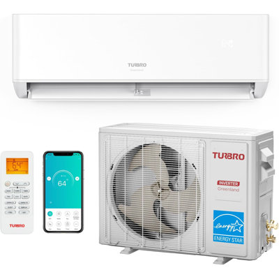 Turbro 9,000 Btu Ductless Mini Split Inverter Ac With Heat Pump, Wifi-enabled, Cools Up To 450 Sq.ft, Energy Star, Greenland Series