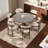 Modern Retro Solid Wood & Slab Table, Walnut Colour-104073270