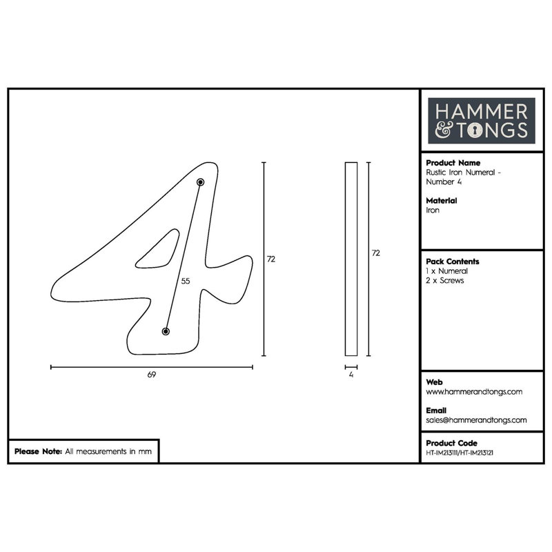 7.2cm H Iron House Number