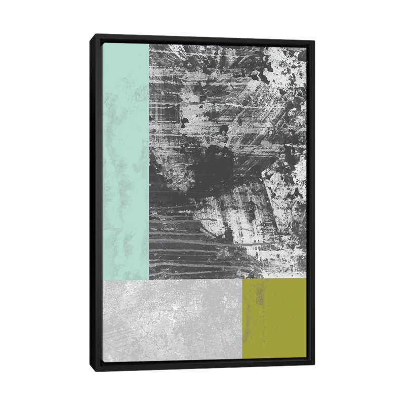 «Geometric Grunge II», impression sur toile, H 26 po x l 18 po x P 1,5 po, Toile avec cadre noir, Pas de tapis