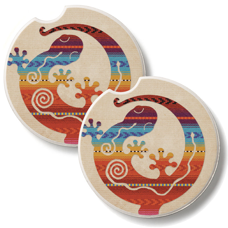 Ensemble de 2 sous-verres colorés en pierre Gecko
