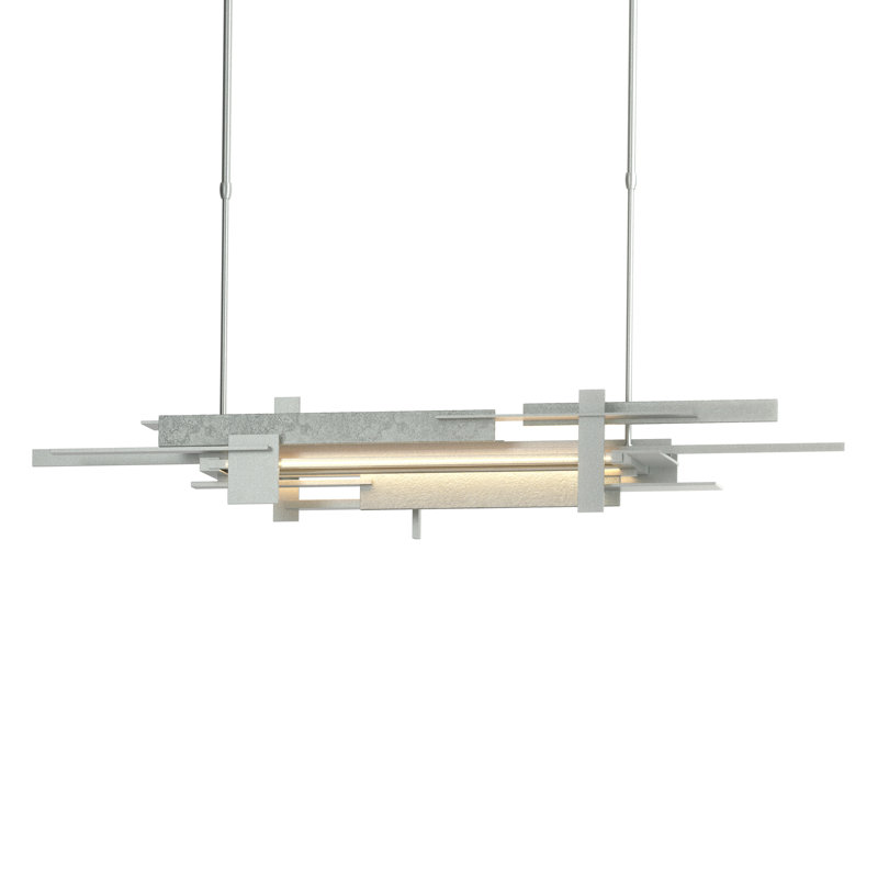 Planar 8.4" H 1 - Light Kitchen Island Geometric LED Pendant, Multi: 13.4" to 58.4", Vintage Platinum, None
