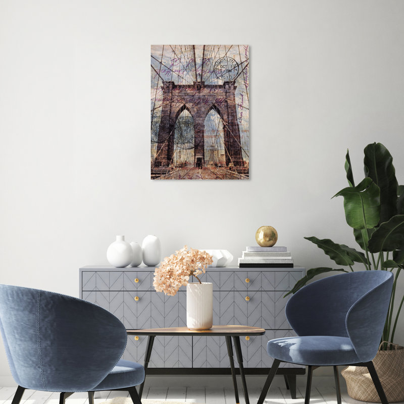Pont de Brooklyn - impression, H 20 po x l 30 po, Toile tendue