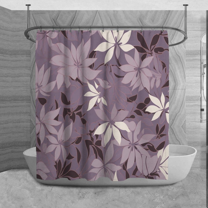 Motif floral de rideau de douche_6044, H 93 po x l 70 po