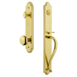 Arc Handleset with Single Cylinder Deadbolt and Fifth Avenue Door Knob and Rosette