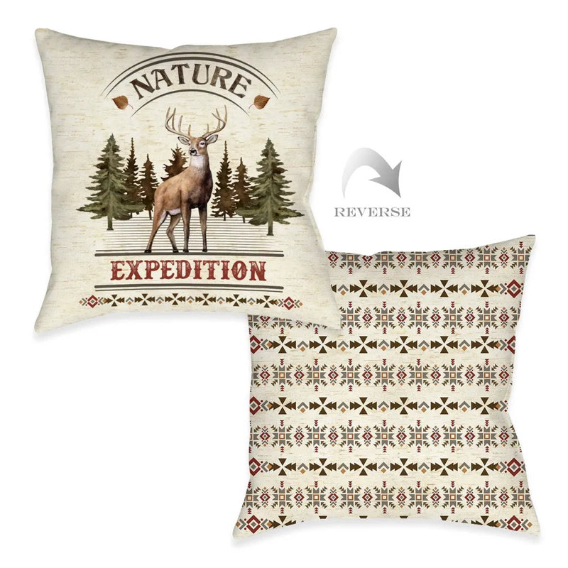 Natures Expedition Reversible Throw Pillow