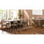 Table de salle à manger en bois massif + transitionnelle, 18 po à rallonge à 98 po, base en corde, beige, placages de chêne, aspect beige avec placage transitionnel
