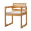 Chaise de salle à manger d'extérieur moderne Selborne Mid-Century avec assise rembourrée, structure en bois d'acacia massif