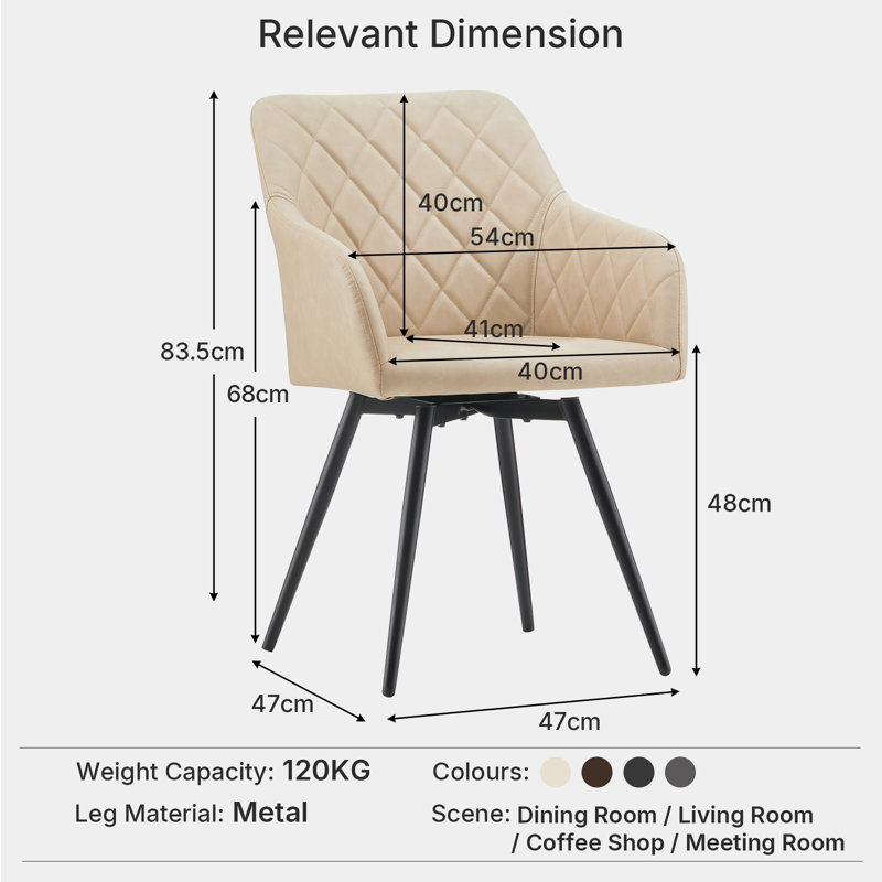50cm H Upholstered Metal Armchair, Cream