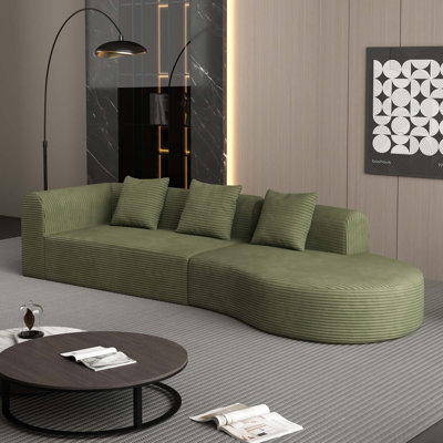 Très grand canapé modulaire en velours côtelé profond de 123 po x 37 po Boneless pour salon, sans assemblage requis