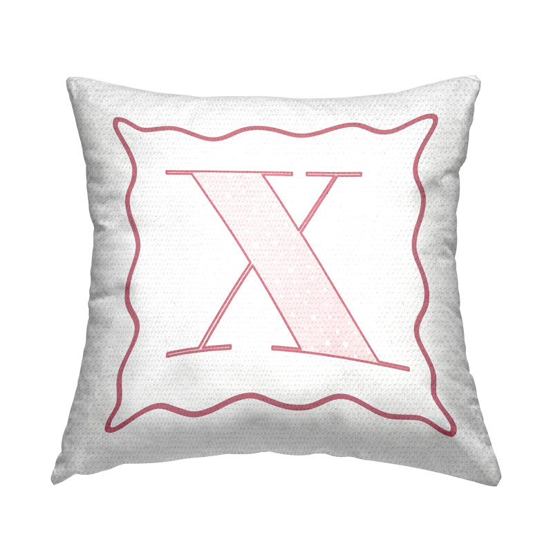 Coussin décoratif à pois rose lettre intérieur / extérieur, X