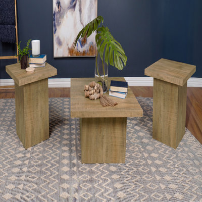 3-Piece Square Coffee And End Table Set, Mango