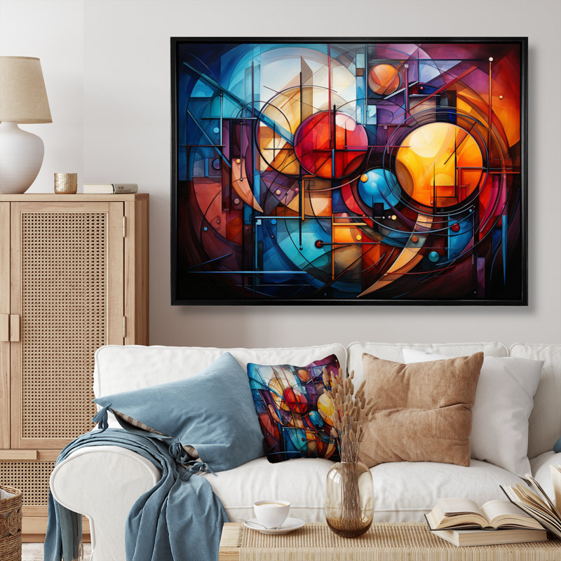 Cubism Rainbow Forms I - Cubism Canvas Prints, Cadre flottant noir, H 12 po x l 20 po x P 1 po