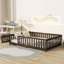 Lit de plancher avec clôture et porte, lit de plancher en bois d'hévéa avec barrières de sécurité-878113449-878113462