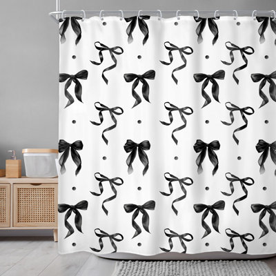Rideau de douche noir et blanc, 1 panneau (noir / blanc)
